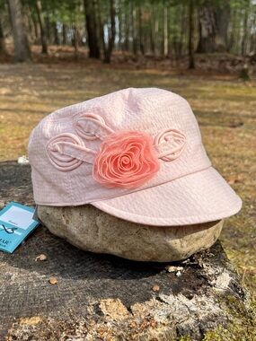 Y2K Betmar New York Pink Newsboy / Paperboy Hat Rosette Coquette Girly Retro